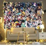 Timimo Anime Tapestry - Poster Decoration Wall Art Background Large Bedroom Hanging Birthday Party Decoration, 60x80in (Anime Heroes Tapestry)