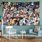 Timimo Anime Tapestry - Poster Decoration Wall Art Background Large Bedroom Hanging Birthday Party Decoration, 60x80in (Anime Heroes Tapestry)