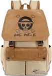 Roffatide Anime Luffy Straw Hat Pirates Backpack Canvas Schoolbag Laptop Backpack Printed Flap Rucksack Daypack Khaki
