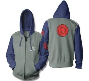 Ripple Junction Naruto Shippuden Men's Full Zip-Up Hooded Sweatshirt Kakashi Hatake Anime Fleece Hoodie Olive XS
