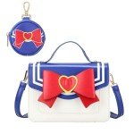 Sunwel Fashion Cute Anime Cosplay Big Bow Top-Handle Purse Small Shoulder Crossbody Bag for Women Girls (BLUE/RED)