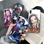 Compatible with iPhone 14 Plus Case Anime Design [with Nezuko Figure Keychain], Soft Silicone TPU Animation Cute Phone Case for iPhone 14 Plus