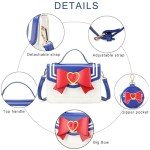Sunwel Fashion Cute Anime Cosplay Big Bow Top-Handle Purse Small Shoulder Crossbody Bag for Women Girls (BLUE/RED)