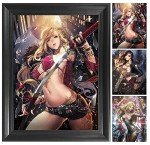 Sexy Anime Samurai Girl 3D Poster Wall Art Decor Framed Print | 14.5 x18.5 inches | Lenticular Posters & Pictures | Photo Gifts for Guys & Girls Bedroom