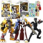 Digimon Action Figures Set - Digimon Action Figure Set Bundle with 3 Digimon Anime Heroes Figurines Beelzemon, Omegamon, Wargreymon Plus Stickers | Digimon Mini Figures for Kids