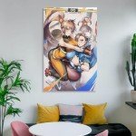 DFJHAZGT Street Fighter Game Posters Chun Li & Striker Sexy Anime Aesthetic Posters Poster Decorative Painting Canvas Wall Art Living Room Posters Bedroom Painting 12x18inch(30x45cm), Frame-style-3