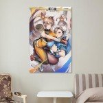 DFJHAZGT Street Fighter Game Posters Chun Li & Striker Sexy Anime Aesthetic Posters Poster Decorative Painting Canvas Wall Art Living Room Posters Bedroom Painting 12x18inch(30x45cm), Frame-style-3