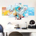 Anime 5 Piece Poster Luffy Canvas Wall art HD Prints Painting for Living Room Bedroom Decor Girl Boy Friend Gift,60x32 inch Unframed