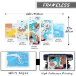 Anime 5 Piece Poster Luffy Canvas Wall art HD Prints Painting for Living Room Bedroom Decor Girl Boy Friend Gift,60x32 inch Unframed