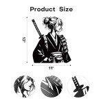 Japanese Home Decor Anime Warrior Decor Japanese Woman Samurai Metal Wall Art Katana Sword Art Anime Wall Art Japanese Room Decor