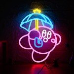 Gaming Neon Sign USB Powered for Game Room Decor, Japanese Anime Neon Sign Dimmable LED Neon Light Sign for Kids Room Man Cave Wall Art Birthday Gift Kirbee 16.1 * 12.8 Inches