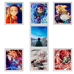 Ouroboros Art & Design - Demon Slayer: Kimetsu no Yaiba Anime Posters - 8"x10" Inches - Set of 8-300 GSM Paper - Unframed