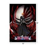 Bleach Anime Poster Ichigo Kurosaki Soul Reaper Swords Manga Comic Cool Aesthetic Modern Picture Japanese Bedroom Home Living Room Weeb Fan Birthday Gift Cool Wall Art Print Poster 12x18