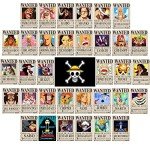 TYZZHOA Anime [OP] Wanted Posters 30×21cm, New Bounty Edition, Straw Hat Pirates Crew Zoro, Sanji, Nika Luffy 3 Billion, a Set of 35PCS
