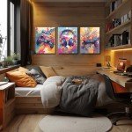 GELDSTEI Cool Game Canvas Wall Art, Color Video Gaming Poster Prints, Vibrant Anime Game Wall Decor, Handle Earphone Graffiti Aesthetic Pictures for Teen Boy Play Room Framed Ready to Hang 16"x24"x3
