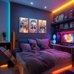 GELDSTEI Cool Game Canvas Wall Art, Color Video Gaming Poster Prints, Vibrant Anime Game Wall Decor, Handle Earphone Graffiti Aesthetic Pictures for Teen Boy Play Room Framed Ready to Hang 16"x24"x3