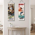 One Piece Anime Poster Wall Scroll JPN Version Luffy Zoro Sanji Nico Robin Anime Artwork Wall Scroll 70cm x 25cm (Law (Boa)