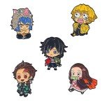 YURAOER Anime Slayer Keychain Pin Set - Cartoon Figures 9 Hashiras Mini Katana Sword Key Chains Enamel Pin Jewelry Men Women (5 PCS Pins)