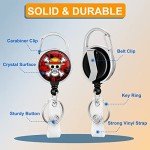 Akkya Badge Holder with Retractable Reel, Cute Funny Cartoon Anime Skull ID Name Tag Work Badge Clip Heavy Duty Vertical Card Protector Cover Case for Work Office Nurse Student Teacher Women Men
