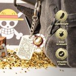 Weeb Keychains One Piece Keychain, Premium Gold Finish Luffy Collectible, One Piece Merch with Straw Hat & Wanted Tag, Lightweight Anime Gifts for Men, Stylish Anime Keychains for Keys or Bags