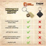 Weeb Keychains One Piece Keychain, Premium Gold Finish Luffy Collectible, One Piece Merch with Straw Hat & Wanted Tag, Lightweight Anime Gifts for Men, Stylish Anime Keychains for Keys or Bags