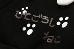 Cute Cat Graphic Hoodies Pullover Teen Girls Japanese Kawaii Anime Print Hooded Sweatshirt Fashion Tops (Black)