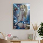 XLWQDSFAnime Game Posters Sexy Samus Aran Showcasing Aesthetic Art AppealCanvas Paintings Are Suitable for Any Scene 12x18inch(30x45cm) Unframe-.