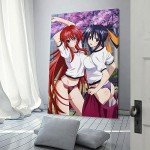 Japan Anime Posoters High School DxD Sexy Poster Bedroom Bathroom Decor (3) Canvas Wall Art Prints for Wall Decor Room Decor Bedroom Decor Gifts 12x18inch(30x45cm) Frame-style-8