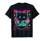 Kawaii Cat Retro Anime Ramen T-Shirt