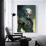 HHGaoArt Gothic Canvas Wall Art Poster Halloween Ghost Spooky Decor Canvas Picture (18-Skull Soldier,16x24inch-Unframe)