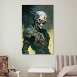 HHGaoArt Gothic Canvas Wall Art Poster Halloween Ghost Spooky Decor Canvas Picture (18-Skull Soldier,16x24inch-Unframe)