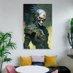 HHGaoArt Gothic Canvas Wall Art Poster Halloween Ghost Spooky Decor Canvas Picture (18-Skull Soldier,16x24inch-Unframe)