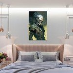 HHGaoArt Gothic Canvas Wall Art Poster Halloween Ghost Spooky Decor Canvas Picture (18-Skull Soldier,16x24inch-Unframe)