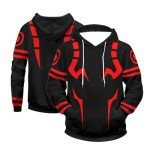 MEADOO Anime JJK Cosplay Pullover Sweatshirt Jujutsu Yuuji Hoodie For Unisex 3D Novelty Hooded Sweater Jacket Coat (S, Black)