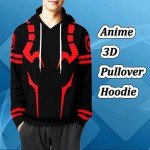 MEADOO Anime JJK Cosplay Pullover Sweatshirt Jujutsu Yuuji Hoodie For Unisex 3D Novelty Hooded Sweater Jacket Coat (S, Black)