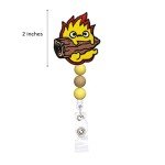Reeleer Anime Fire Badge Reel Badge Reels Retractable, Silicone Beaded, with Alligator Clip, 24 inches Thick Pull Cord