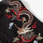 HaiZi XiHuan Streetwear Men's Dragon Embroidered Heavyweight Graphic Hoodies Japanese Techwear baggy Anime Hoodie (Black,XXL)