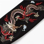 HaiZi XiHuan Streetwear Men's Dragon Embroidered Heavyweight Graphic Hoodies Japanese Techwear baggy Anime Hoodie (Black,XXL)