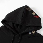HaiZi XiHuan Streetwear Men's Dragon Embroidered Heavyweight Graphic Hoodies Japanese Techwear baggy Anime Hoodie (Black,XXL)