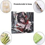 XLPOP Print Art Japan Samurai Anime Sexy Girl Posters HD Canvas Print Posters Modern Home Decor Wall Art Canvas Framed,08x08inch(20x20cm)