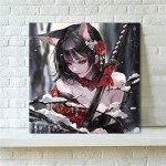XLPOP Print Art Japan Samurai Anime Sexy Girl Posters HD Canvas Print Posters Modern Home Decor Wall Art Canvas Framed,08x08inch(20x20cm)
