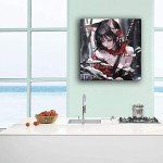 XLPOP Print Art Japan Samurai Anime Sexy Girl Posters HD Canvas Print Posters Modern Home Decor Wall Art Canvas Framed,08x08inch(20x20cm)
