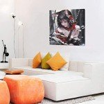 XLPOP Print Art Japan Samurai Anime Sexy Girl Posters HD Canvas Print Posters Modern Home Decor Wall Art Canvas Framed,08x08inch(20x20cm)