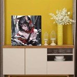 XLPOP Print Art Japan Samurai Anime Sexy Girl Posters HD Canvas Print Posters Modern Home Decor Wall Art Canvas Framed,08x08inch(20x20cm)