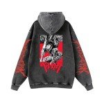 MAGITUTU Unisex Retro Berserks Washed Hoodie Men Anime Novelty 3D Printed Vintage Sweatshirts Long Sleeve Casual Pullover(Black-B-M)