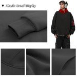 IOPBOT Unisex Anime Hoodie Cosplay Costume Men Black 3D Novelty Hooded Sweatshirt Pullover Jacket Outerwear Coat for Women (2XL-Black-1)