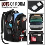 YOREPEK Travel Backpack, Extra Large 50L Laptop Backpacks for Men Women, Water Resistant College Backpacks Airline Approved Business Work Bag with USB Charging Port Fits 17 Inch Computer, Black