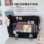 MILLEVIBE Kawaii Ita Bag Crossbody Itabag with Anime Pins & Bear- Nylon Messenger Purse Y2K Japanese Backpack for Women Black