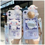 SMAIGE Compatible with iPhone 12 Case 6.1 inch,Shock-Absorption Grily Case Cover with Makeup Mirror and Lanyard, Cute Kawaii Anime Cartoon Design for Kids Teens Young Girls Women