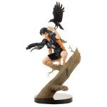 MABAIUDE 2pcs Tobio Kageyama and Shoyo Figure Statue, 1/6 Scale Anime Figure Crouch on The Stump Holding Crows Scene Sculpture, Handmade Desktop Figure Collectible Gifts
